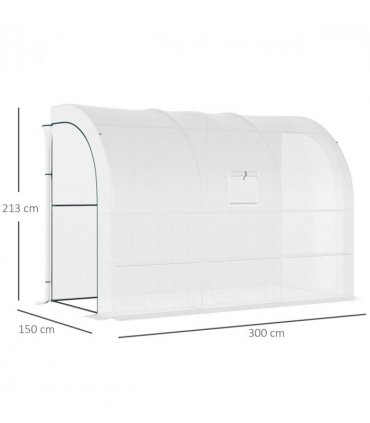 300 x 150 x 213 Plant Greenhouse Garden Nursery w/ Cover Window, White