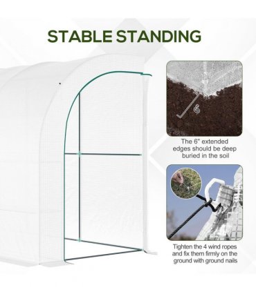 300 x 150 x 213 Plant Greenhouse Garden Nursery w/ Cover Window, White