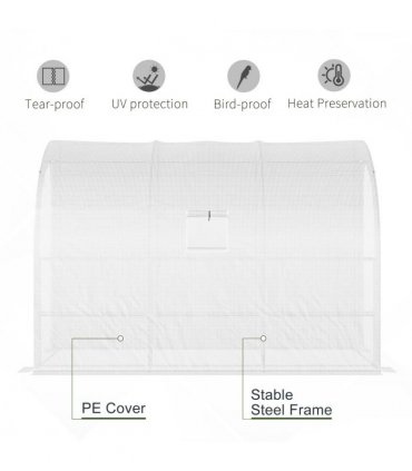 300 x 150 x 213 Plant Greenhouse Garden Nursery w/ Cover Window, White