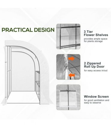 300 x 150 x 213 Plant Greenhouse Garden Nursery w/ Cover Window, White