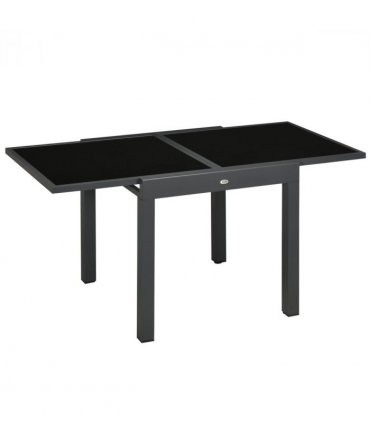 Outdoor Dining Table Aluminium Black 160L x 80W x 75H cm Extendable Patio Table