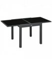 Outdoor Dining Table Aluminium Black 160L x 80W x 75H cm Extendable Patio Table
