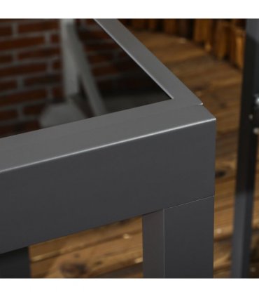Outdoor Dining Table Aluminium Black 160L x 80W x 75H cm Extendable Patio Table