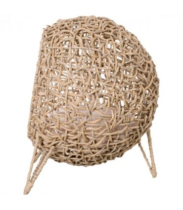 Rattan Elevated Cat House Kitten Bed Pet Furniture w/ Cushion Natural