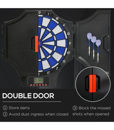 Electronic Dart Board Set with Cabinet, 31 Games, for 8 Players