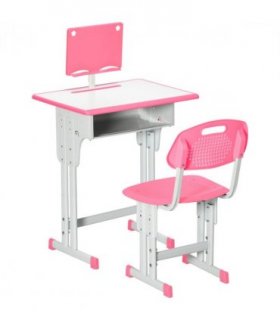 Kids Desk and Chair Set Pink MDF and steel 60L x45W x102H cm Kids Desk and Chair