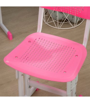Kids Desk and Chair Set Pink MDF and steel 60L x45W x102H cm Kids Desk and Chair