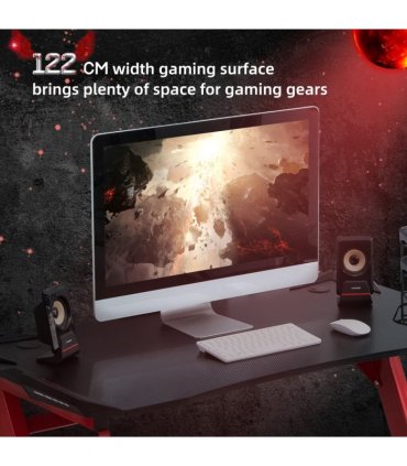 Gaming Desk with Gamepad Holder Cup Holder Headphone Hook Home Office