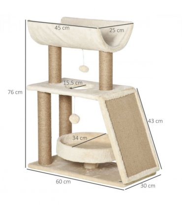 Cat Tree Kitten Tower w/ Scratching Post, Pad, Bed, Perch, Toy Ball