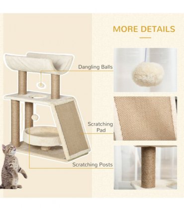 Cat Tree Kitten Tower w/ Scratching Post, Pad, Bed, Perch, Toy Ball