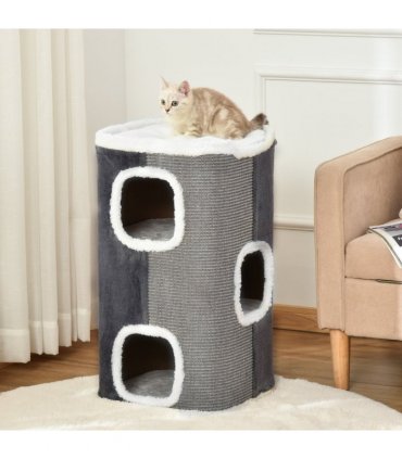 Cat Barrel Kitten Tree Tower Sisal Scratching Furniture Climbing Frame