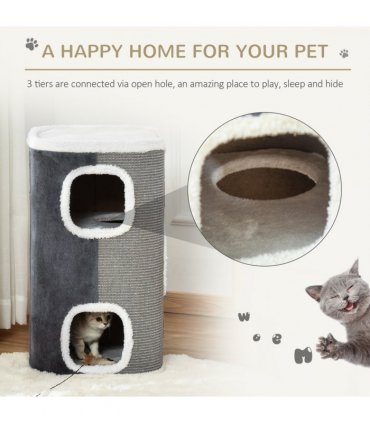 Cat Barrel Kitten Tree Tower Sisal Scratching Furniture Climbing Frame
