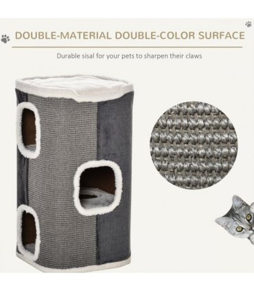Cat Barrel Kitten Tree Tower Sisal Scratching Furniture Climbing Frame