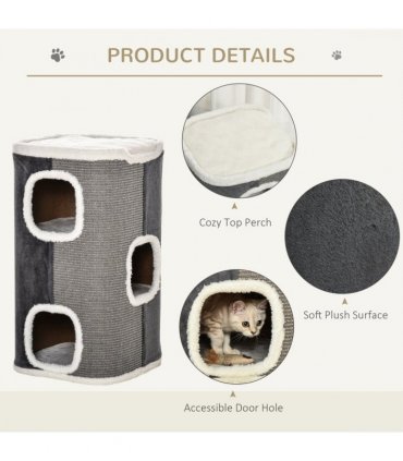 Cat Barrel Kitten Tree Tower Sisal Scratching Furniture Climbing Frame