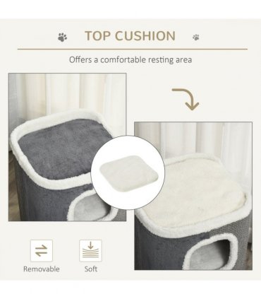 Cat Barrel Kitten Tree Tower Sisal Scratching Furniture Climbing Frame