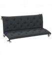 3 Seater Garden Bench Cushion Outdoor Seat Pad with Ties Black