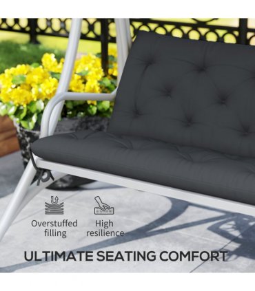 3 Seater Garden Bench Cushion Outdoor Seat Pad with Ties Black