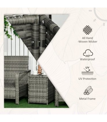 Garden Sofa Set PE Rattan Orange 71cm x 78cm x 87cm 3 PCs Armchairs Table