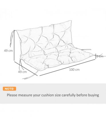 Polyester Black 98L x 100W x 8D cm 2 Seater Garden Bench Cushion Outdoor Seat