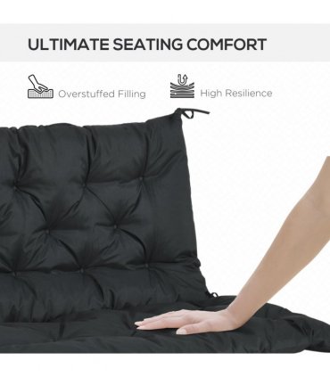 Polyester Black 98L x 100W x 8D cm 2 Seater Garden Bench Cushion Outdoor Seat