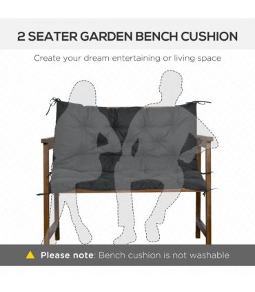 Polyester Black 98L x 100W x 8D cm 2 Seater Garden Bench Cushion Outdoor Seat