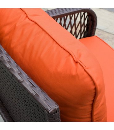 PE wicker Orange 3 Pieces Patio Rattan Bistro Set with Tempered Glass Table