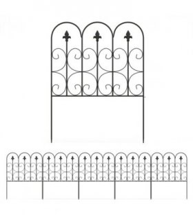 Garden Fencing Metal Border Edging Black 307W x 83H cm Elegant Pattern