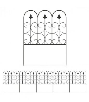 Garden Fencing Metal Border Edging Black 307W x 83H cm Elegant Pattern