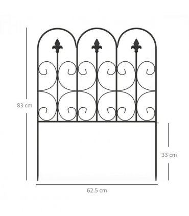 Garden Fencing Metal Border Edging Black 307W x 83H cm Elegant Pattern