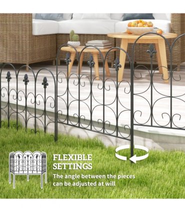 Garden Fencing Metal Border Edging Black 307W x 83H cm Elegant Pattern