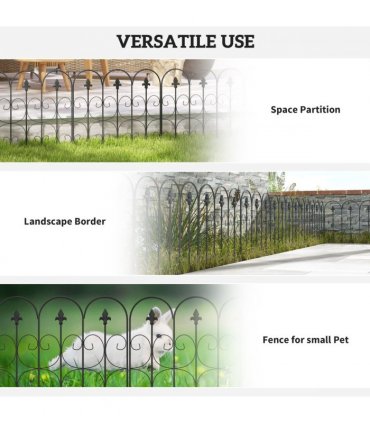 Garden Fencing Metal Border Edging Black 307W x 83H cm Elegant Pattern