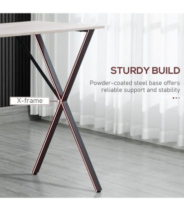 120 cm Rectangular Breakfast Bar Table for 4 People, Steel Legs, White