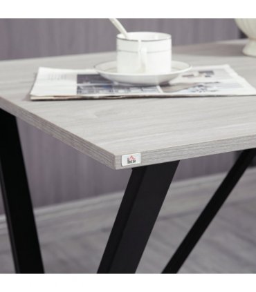 120 cm Rectangular Breakfast Bar Table for 4 People, Steel Legs, White