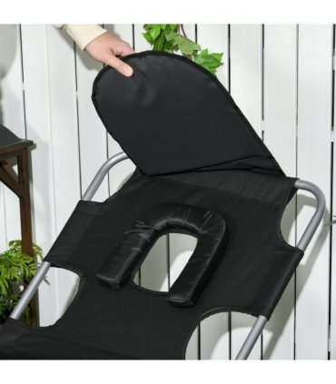 Patio Foldable Sun Lounger 5 Level Adjustable Reclining Chair Black