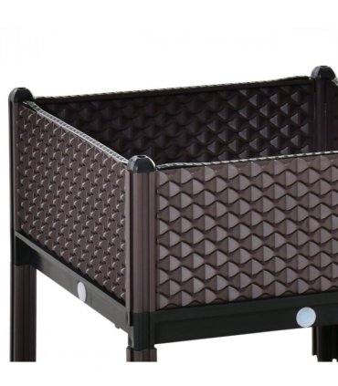 Planter Box Brown 50cm x 50cm x 46.5cm 2-Piece Raised Garden Bed for Flowers