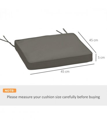 Polyester Dark Grey 45 x 45cm Replacement Garden Seat Cushion Pad with Ties