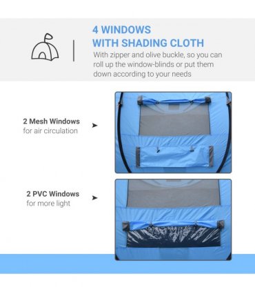 Camping Tent Dome Pop-up Tent with Windows for 4-5 Person Sky Blue
