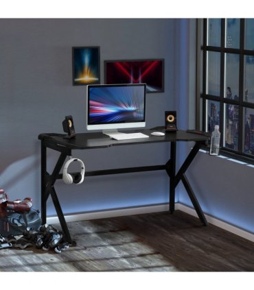 Gaming Desk Black Steel 120cm x 66cm x 75cm Robust Structure Cup Holder Hook