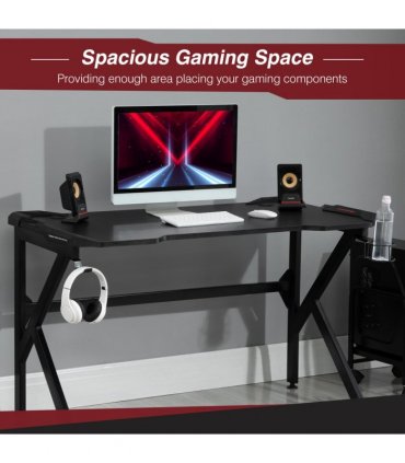 Gaming Desk Black Steel 120cm x 66cm x 75cm Robust Structure Cup Holder Hook