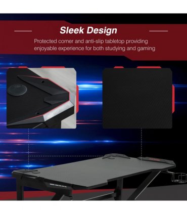 Gaming Desk Black Steel 120cm x 66cm x 75cm Robust Structure Cup Holder Hook