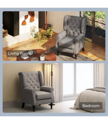 Accent Armchair Home Furniture Retro Tufted Club Wood Fabric Dark Grey