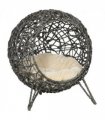 Rattan Elevated Cat House Kitten Bed Pet Furniture w/ Cushion Grey