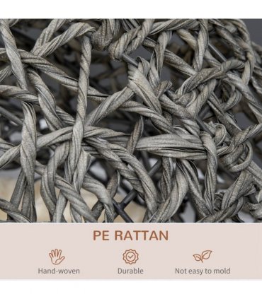 Rattan Elevated Cat House Kitten Bed Pet Furniture w/ Cushion Grey