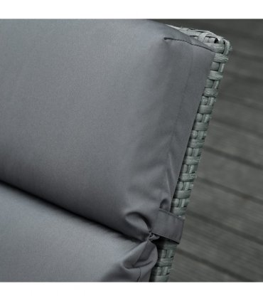 Set of 2 Lounger Cushions Deep Seat Patio Cushions with Ties Dark Grey