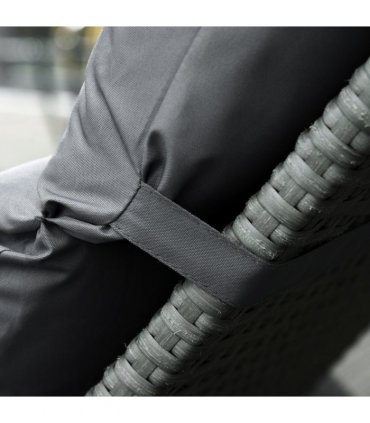 Set of 2 Lounger Cushions Deep Seat Patio Cushions with Ties Dark Grey