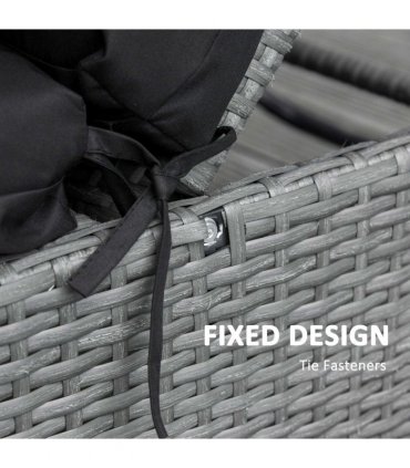 Set of 2 Lounger Cushions Deep Seat Patio Cushions with Ties Black