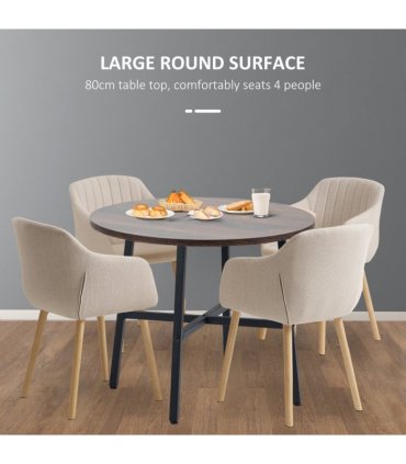 80cm Round Kitchen Table, Dining Table for Small Spaces, Steel Leg