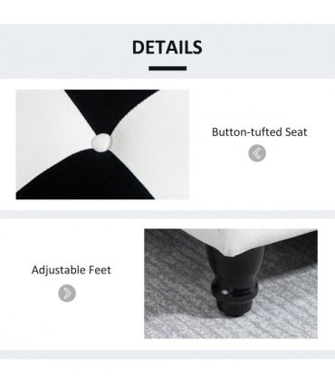Velvet Storage Ottoman White, Black 114W x 47D x 47H cm Padded Top Wood Legs