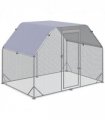 Chicken Run W/ Roof, Walk In Chicken Coop for 4-6 Chickens, Hen House