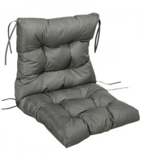 Garden Back Chair Cushion Light Grey Fabric 112cm x 56cm x 10cm Indoor Outdoor